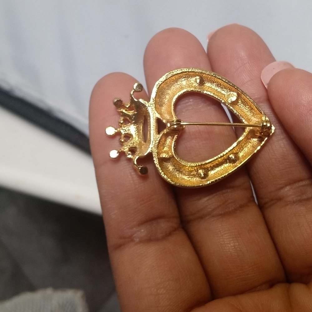 VINTAGE Rhinestones Heart‎ Pin Brooch - Picture 3 of 3